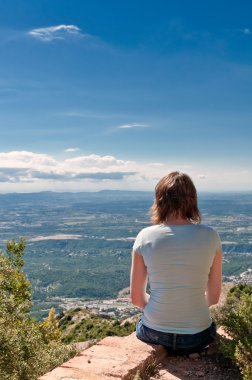 Woman in Monserrat Mountain, Spain clipart