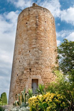 Stone water tower, Peratallada, Spain clipart