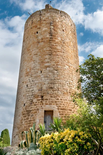 stock image Stone water tower, Peratallada, Spain