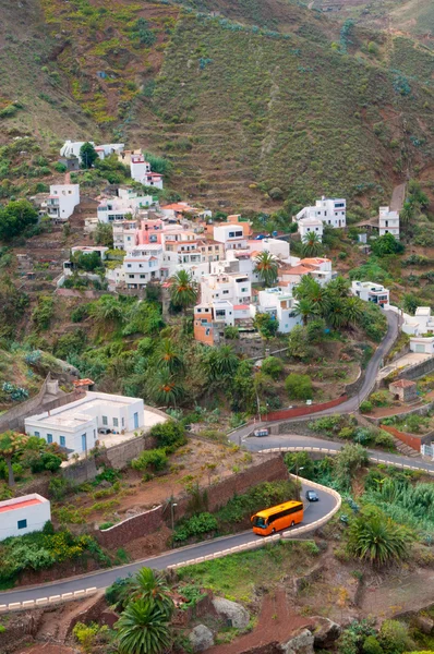 stock image Winding road leading to small town, Tenerife island, Spain