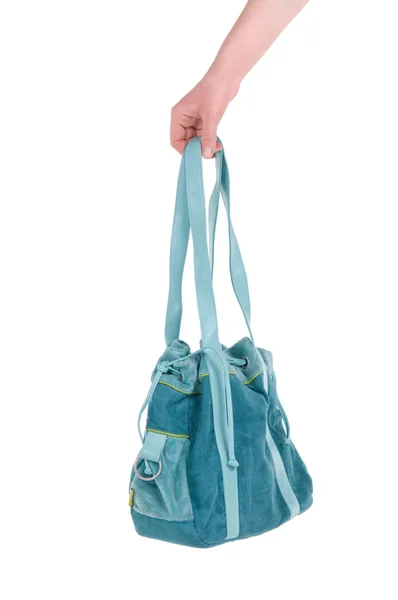 Mão segurando um saco — Fotografia de Stock