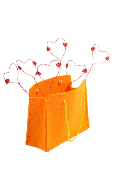 Bolsa llena de corazones — Foto de Stock
