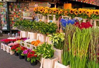 Flower market at the city center clipart