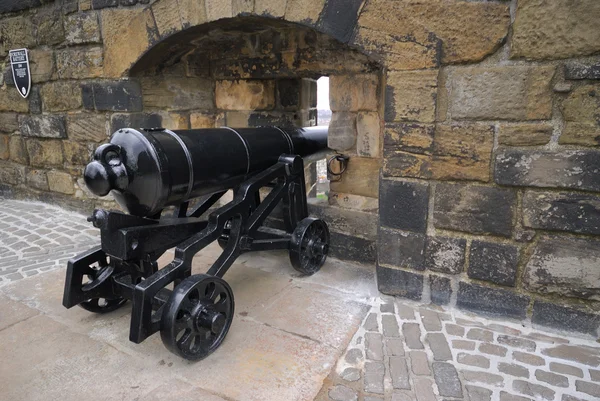 Edinburgh castle üzerinde büyük yenilenmiş cannon — Stok fotoğraf