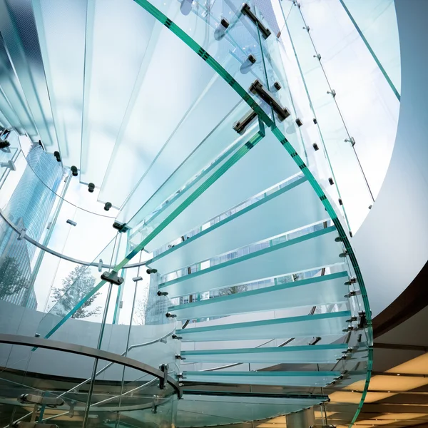 Modern glass spiral staircase — Stock Photo, Image