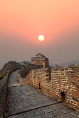 Great wall in autumn sunset clipart