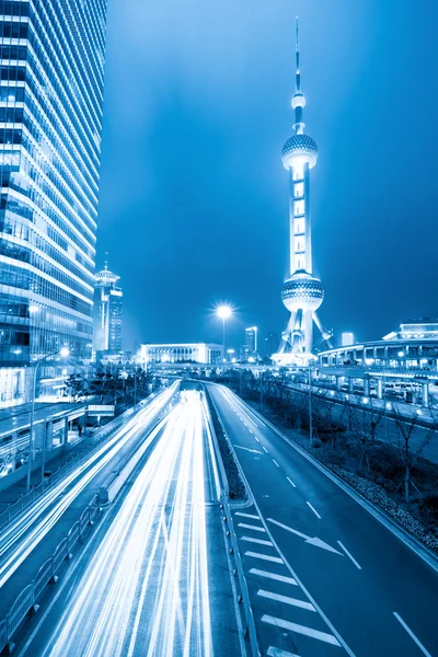 stock image Rush hour traffic at night in shanghai