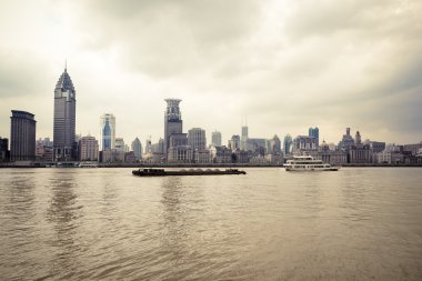 Shanghai huangpu river and the the bund clipart