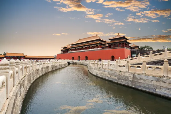 The forbidden city with gold water bridge — Stock Photo, Image