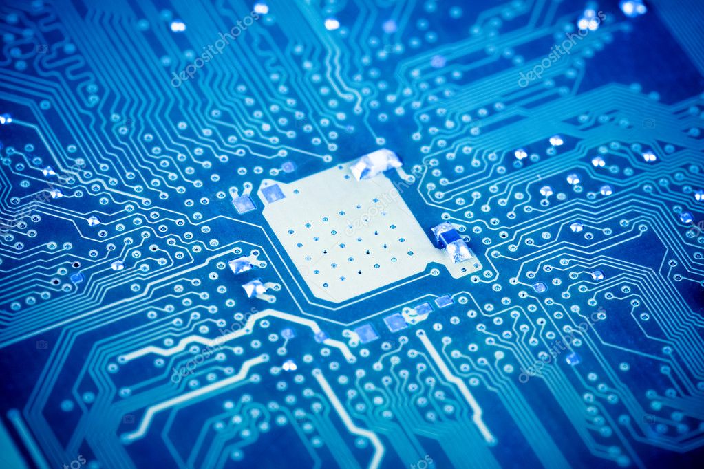 stock photo circuit board with blue tone