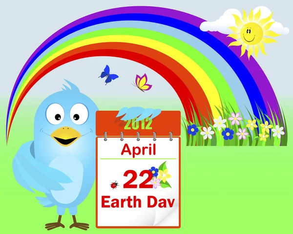 Giornata della Terra. Uccello blu . — Vettoriale Stock