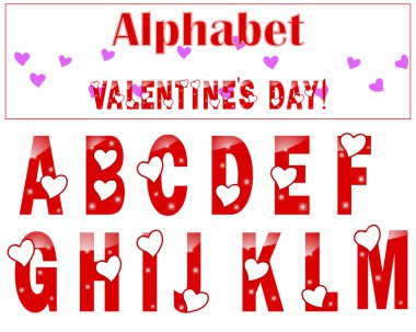 English alphabet with a heart. clipart