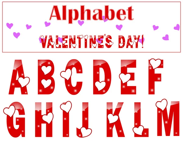 Alphabet anglais avec un coeur . — Image vectorielle