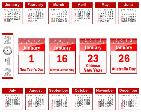 Calendario para 2012 . — Vector de stock