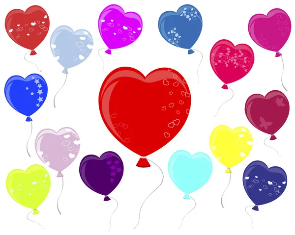 Balões em forma de coração. —  Vetores de Stock