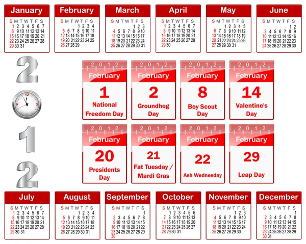 Календар на 2012 рік . — стоковий вектор