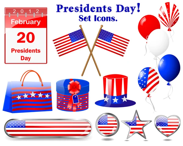 Εικονίδια για της ημέρας Προέδρων. — Διανυσματικό Αρχείο