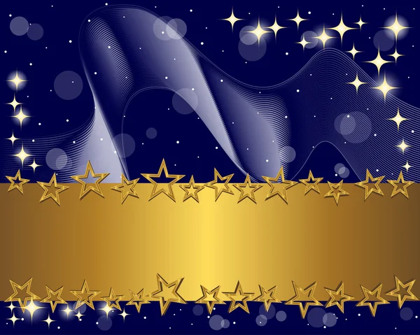 Χρυσό banner και αστέρια. — Διανυσματικό Αρχείο