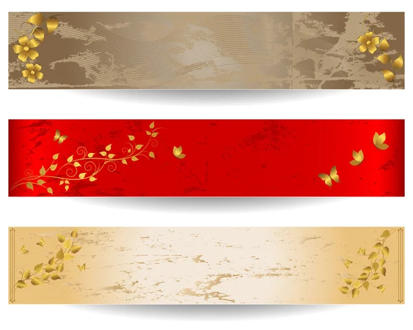 Grunge Banner mit floralen Elementen. — Stockvektor