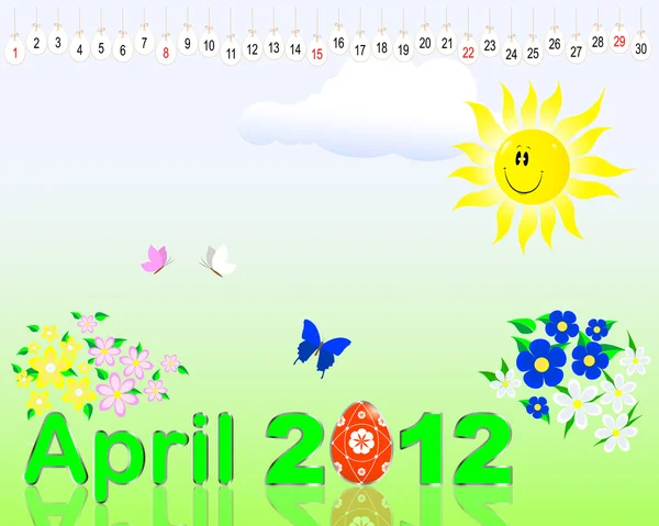 Påsk. Kalender för april 2012. — Stock vektor