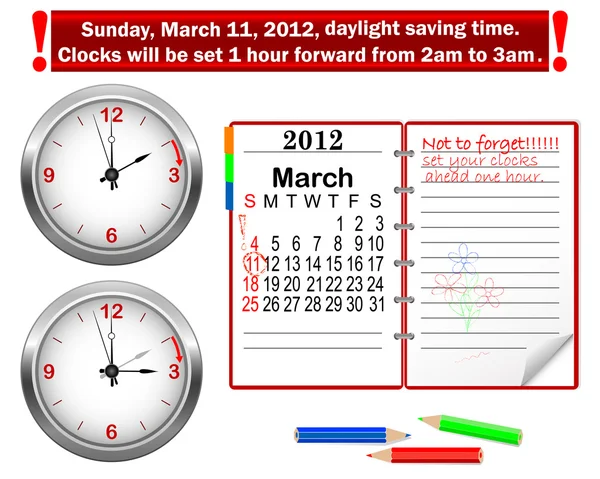 Daylight saving time begins. — Stock Vector