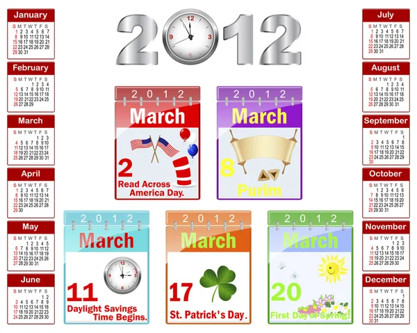 Kalender voor 2012. — Stockvector