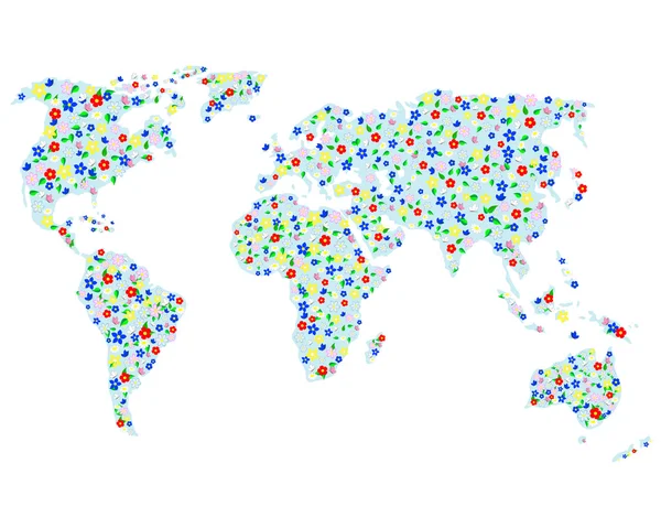 Mapa floral do mundo . — Vetor de Stock