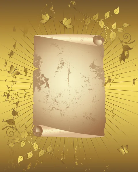 Rouleau de papier vintage sur fond gris doré . — Image vectorielle
