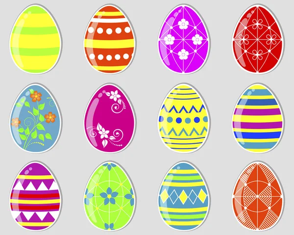 Pegatinas huevos de Pascua . — Archivo Imágenes Vectoriales