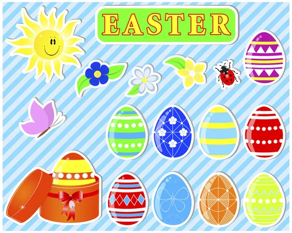 Set of easter stickers. — Stock Vector