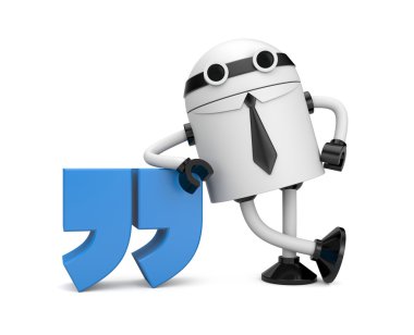 Robot leaning on a quote clipart