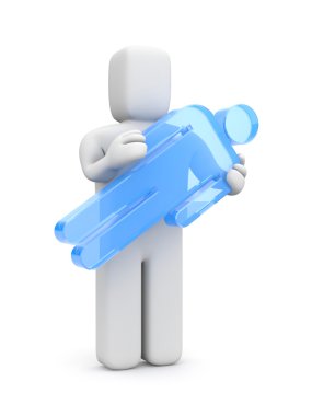3d person carry glass silhouette of