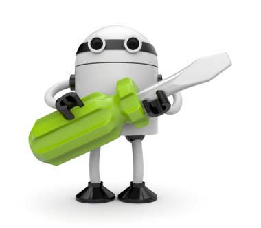 Robot with screwdriver clipart