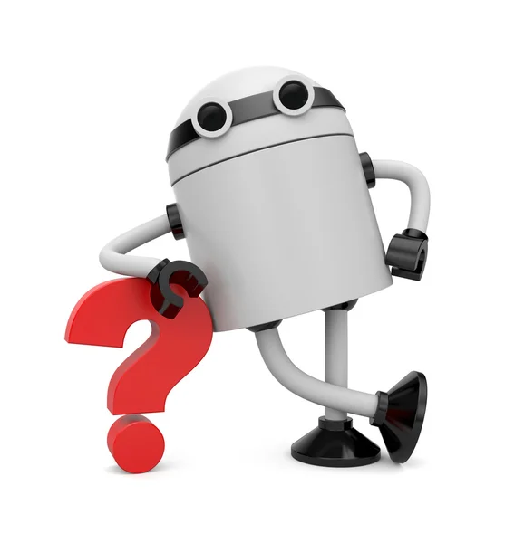 Robô apoiando-se em uma pergunta — Fotografia de Stock