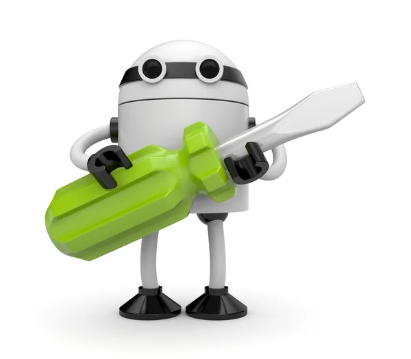 Robô com chave de fenda — Fotografia de Stock