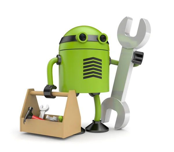Robot with toolbox — Stock Photo, Image