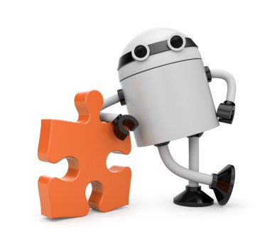 Robot with puzzle clipart
