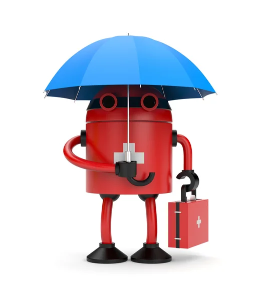 Доктор-робот с зонтиком — стоковое фото