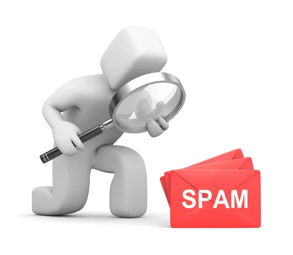 La persona 3d analizza lo spam — Foto Stock