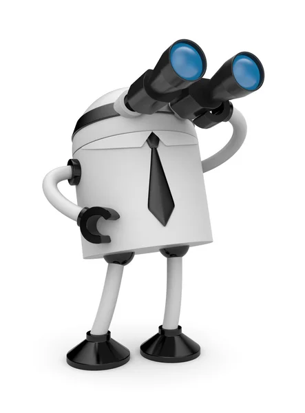 Robô olha em binocular — Fotografia de Stock