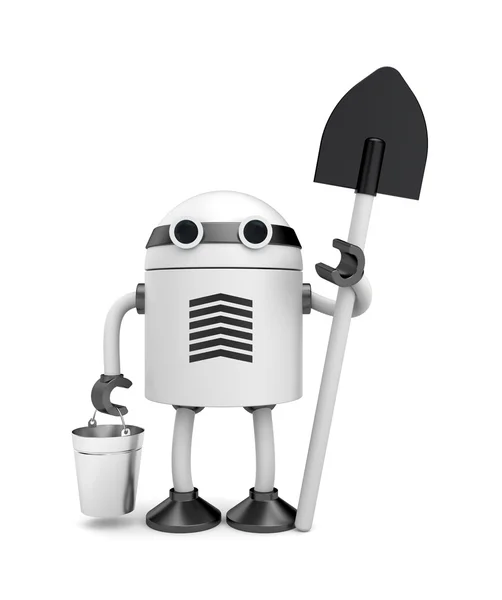 Robô com balde e pá — Fotografia de Stock