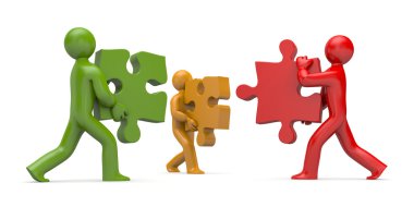 3d connect puzzles clipart