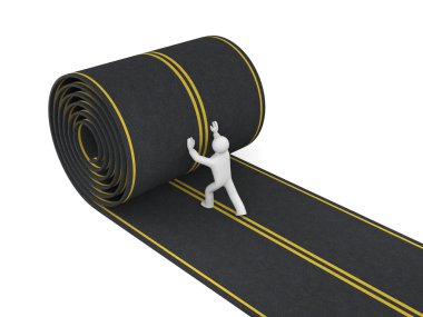 3d person paves road clipart