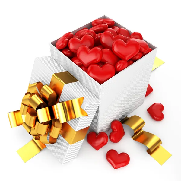 Opened box filled heart valentine day concept — Stock Photo, Image