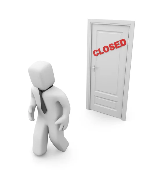 3d person and closed door — Stock Photo, Image