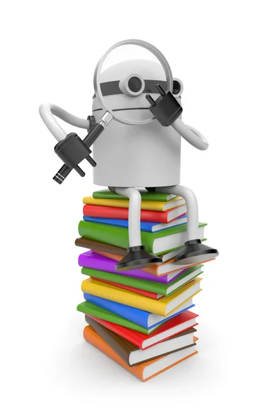 Robot con libros —  Fotos de Stock