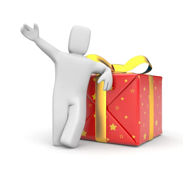 Person mit Geschenkbox. Bild enthält Ausschnittpfad — Stockfoto