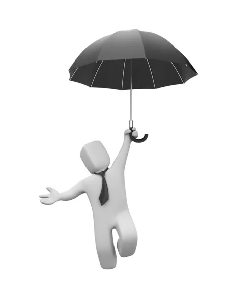 L'uomo d'affari scende (o sale) sull'ombrello — Foto Stock