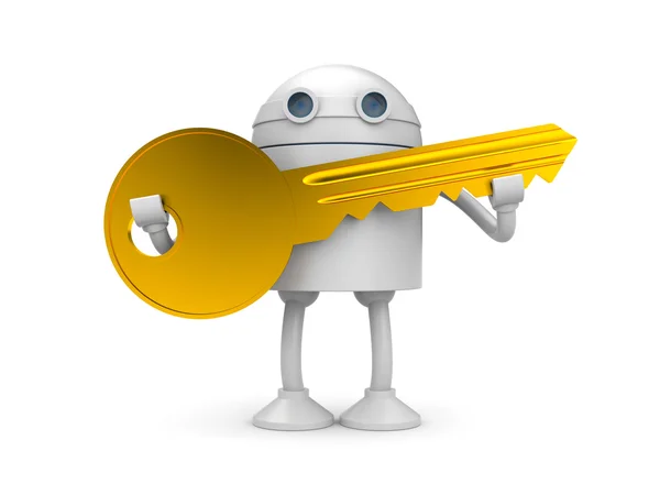 Robot ile altın anahtar — Stok fotoğraf