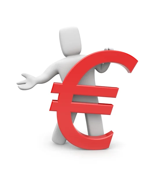 Person and Euro sign — Stock Photo, Image